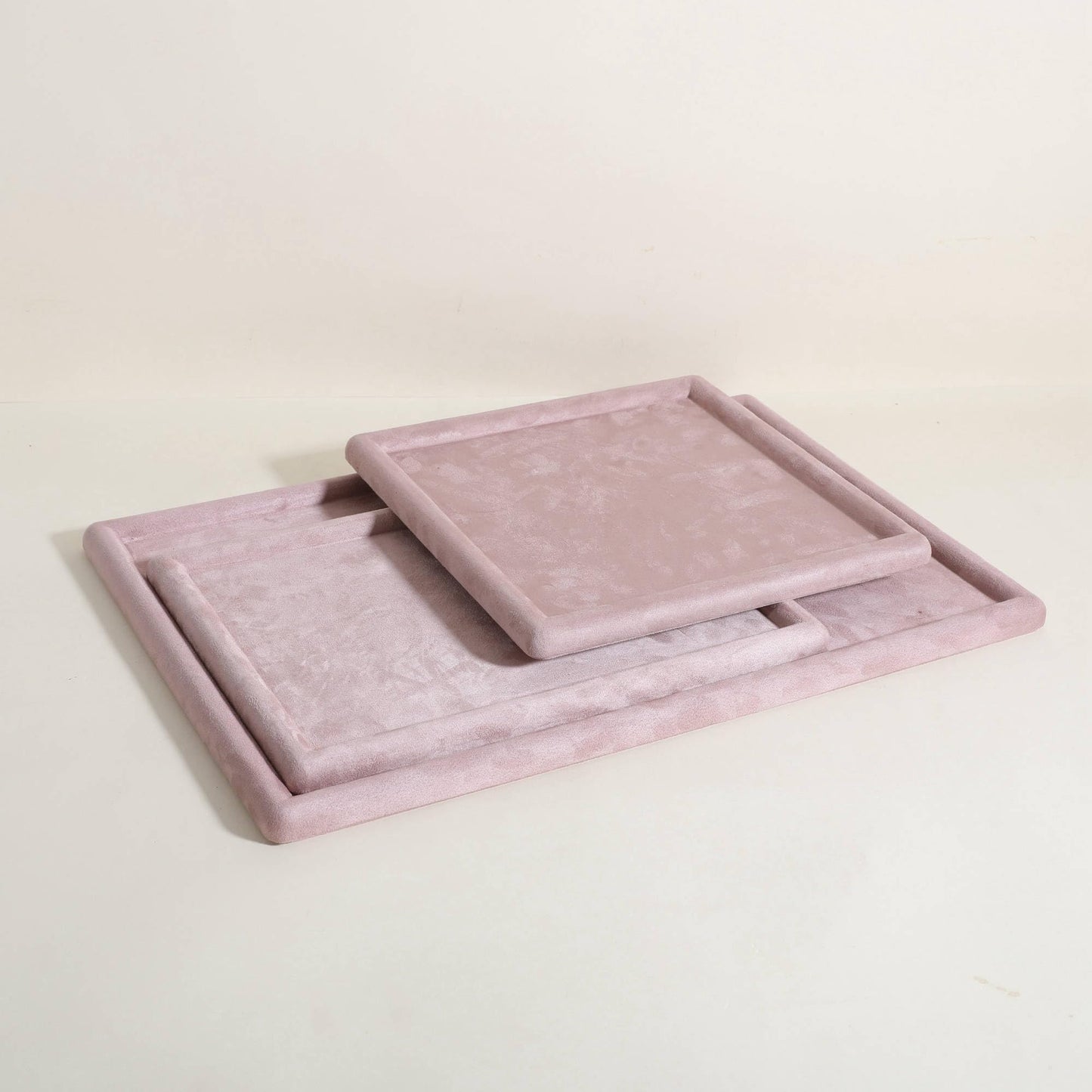 GemeShou Gemehou velvet Jewerly display tray, Top Microfiber Jewelry storage organizer plate, Empty Jewelry showcase tray for Necklace Bracelet Ring Earring Watch (Pink-Medium, 11.8 x 8.7 in)