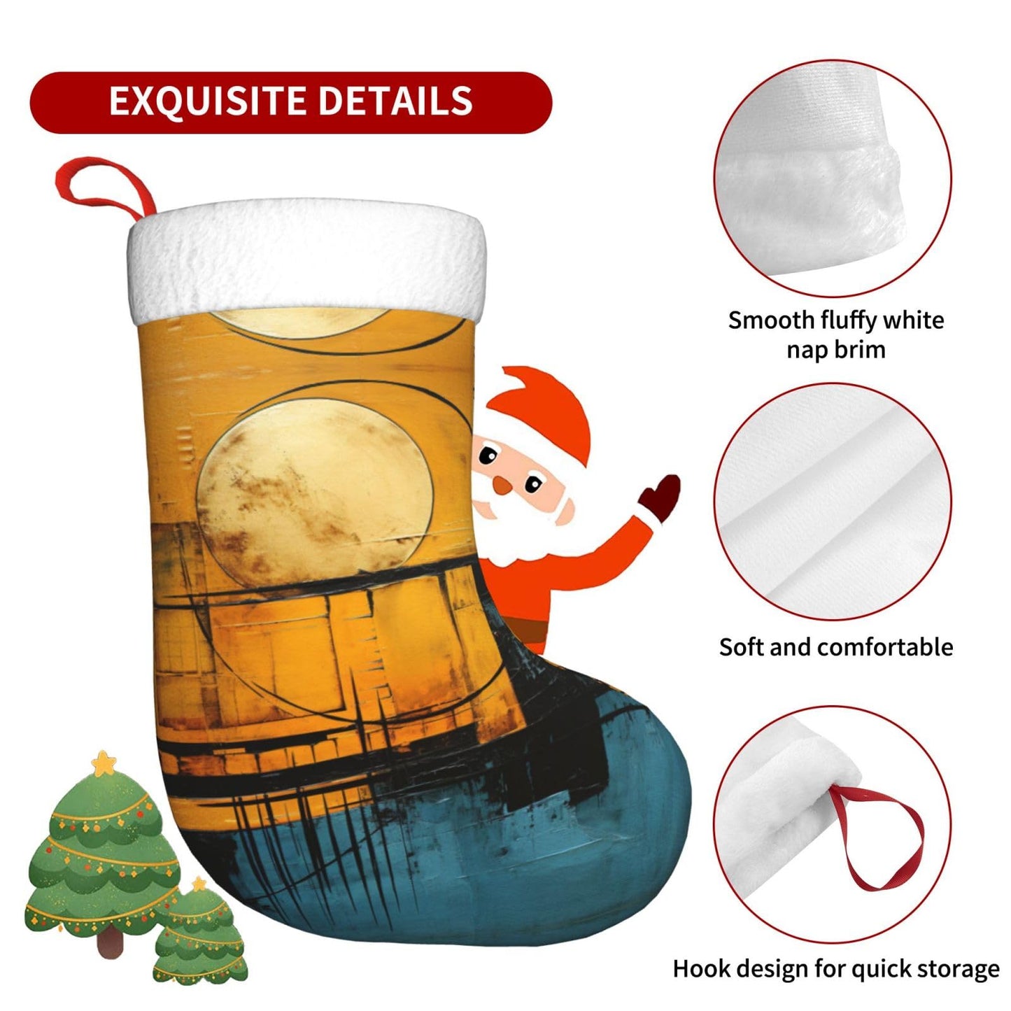 KOPUUYRD Colorful Collage Print Luxurious Holiday Socks,Unique Christmas Socks for Joyful Season,Festive Ornament Classic