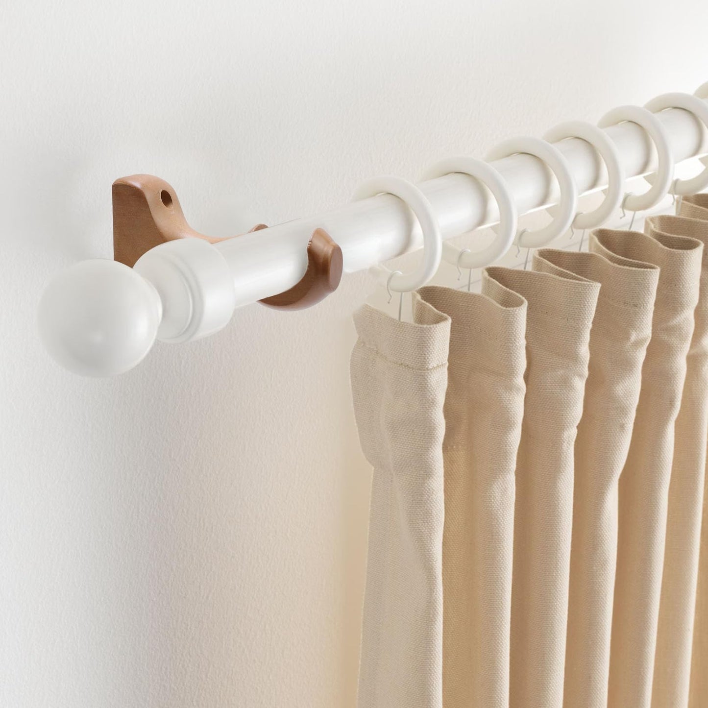 T Tulead Curtain Rod Bracket Wooden Rod Brackets Drapery Curtain Single Bracket Inner Dia: 29mm/1.14", Pack of 2 (Wood Color)