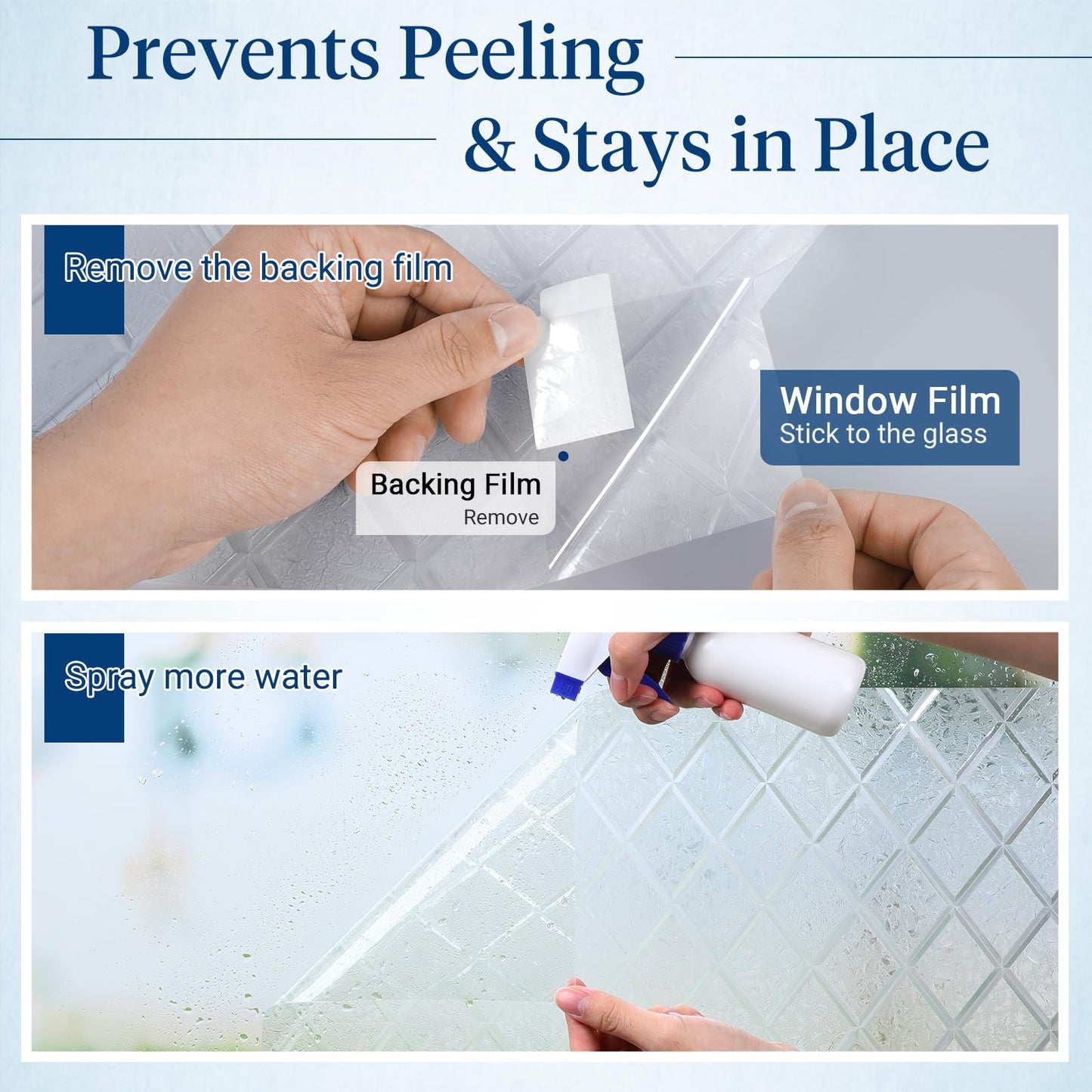 Haton Window Privacy Film Decorative Frosted Glass Window Film, Sun Blocking Stained Glass Clings, Static Cling Removable Stickers for Home Door Coverings, Lattice Pattern 17.5" x 78.7"