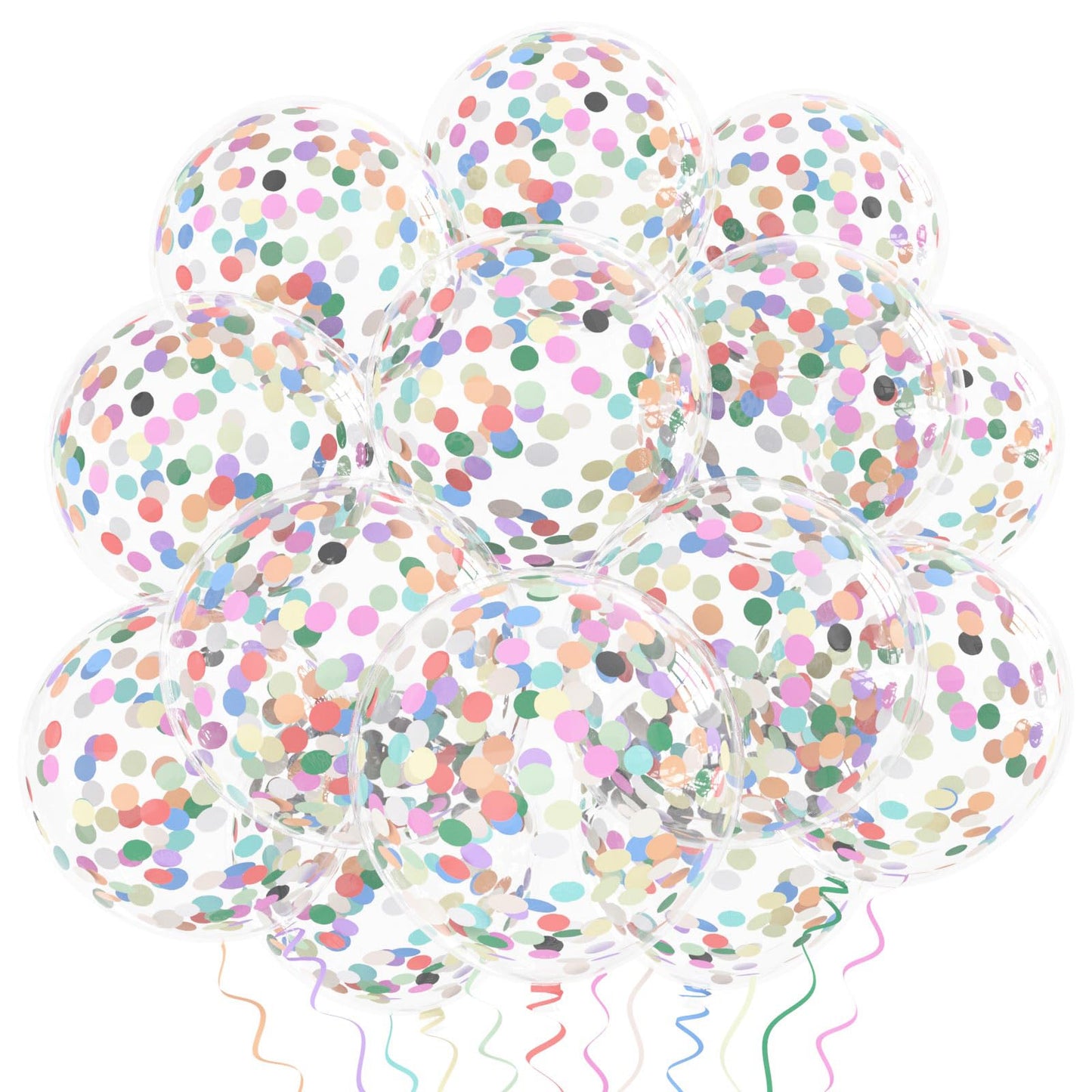 Rainbow Confetti Balloons, 25 Pcs 12 Inch Thickened Clear Latex Balloon with Confetti Inside for Birthday Party Baby Shower Graduation Engagement Bridal Shower Decorations Supplies (Paper Confetti)