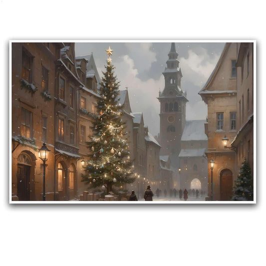 Canvas Wall Art Vintage Christmas Tree Print Moody Winter Wall Art Farmhouse Christmas Decor 12x18in-UnFramed