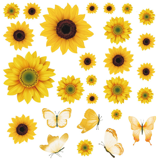 AOWDIAO Sunflower Peel and Stick Wall Decals, Sunflower Decorations for Bedroom, Kitchen, Bathroom, Living Room