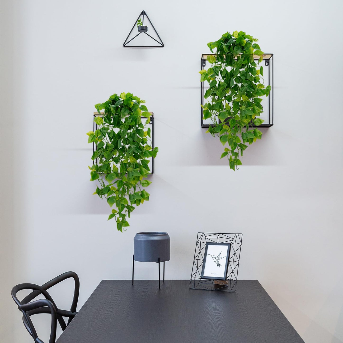BLEUM CADE Fake Hanging Plants, 2pcs Artificial Pothos Vines Greenery for Wall Home Living Room Office Indoor Outdoor Decor (No Baskets)