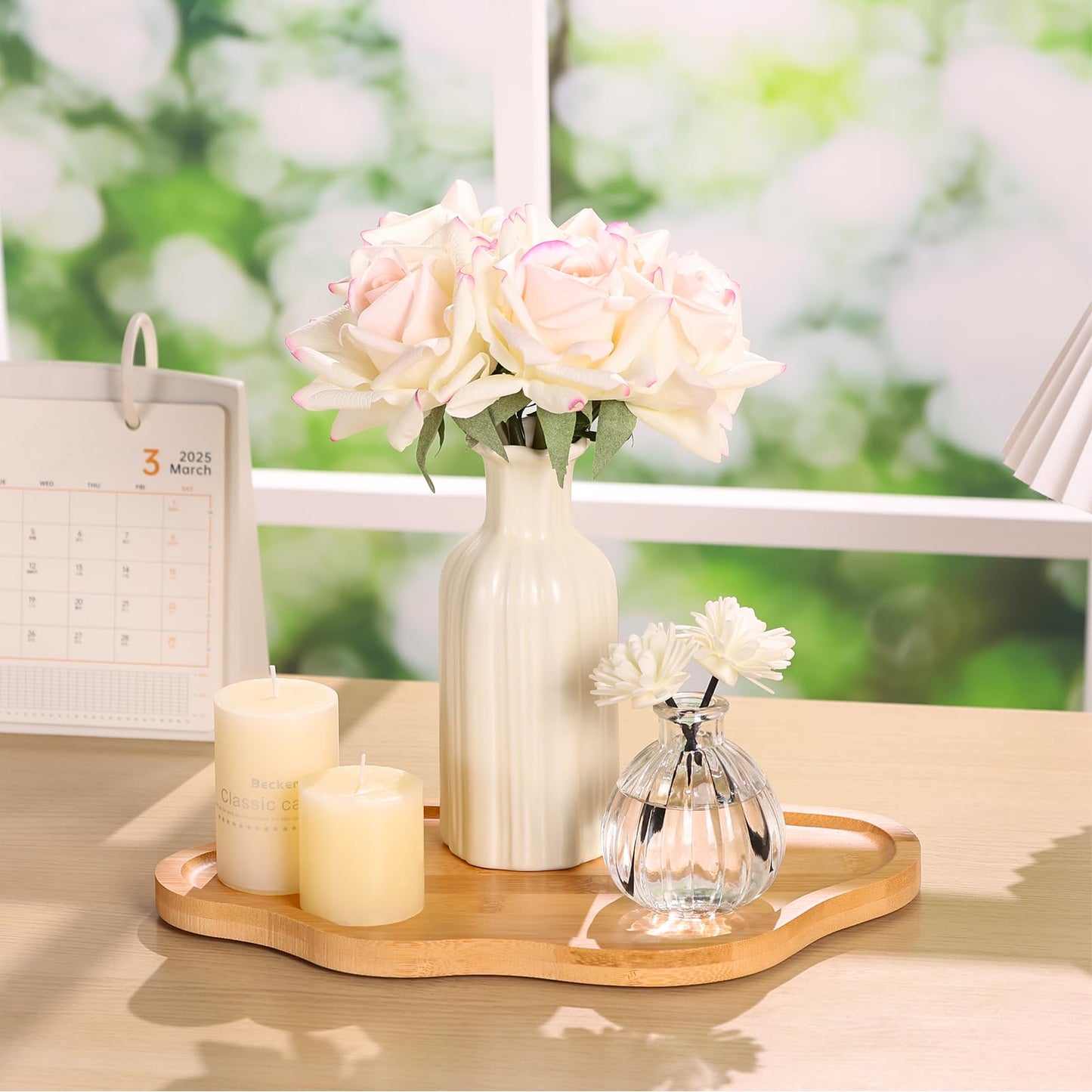 BIEOFFEI Wood Decorative Serving Tray for Candles Perfume, Cloud Jewelry Tray Trinket Dish, Wooden Trays for Coffee Table Home Decor