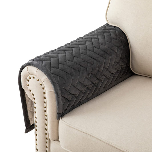 Eismodra Armrest Couch /Sofa /Backrest Covers,Anti-Slip Armchair Slipcovers for Dogs Cats Pet Loveseat Recliner Leather L Shaped,Dark Gray 28 x 28 Inches (Only 1 Piece)