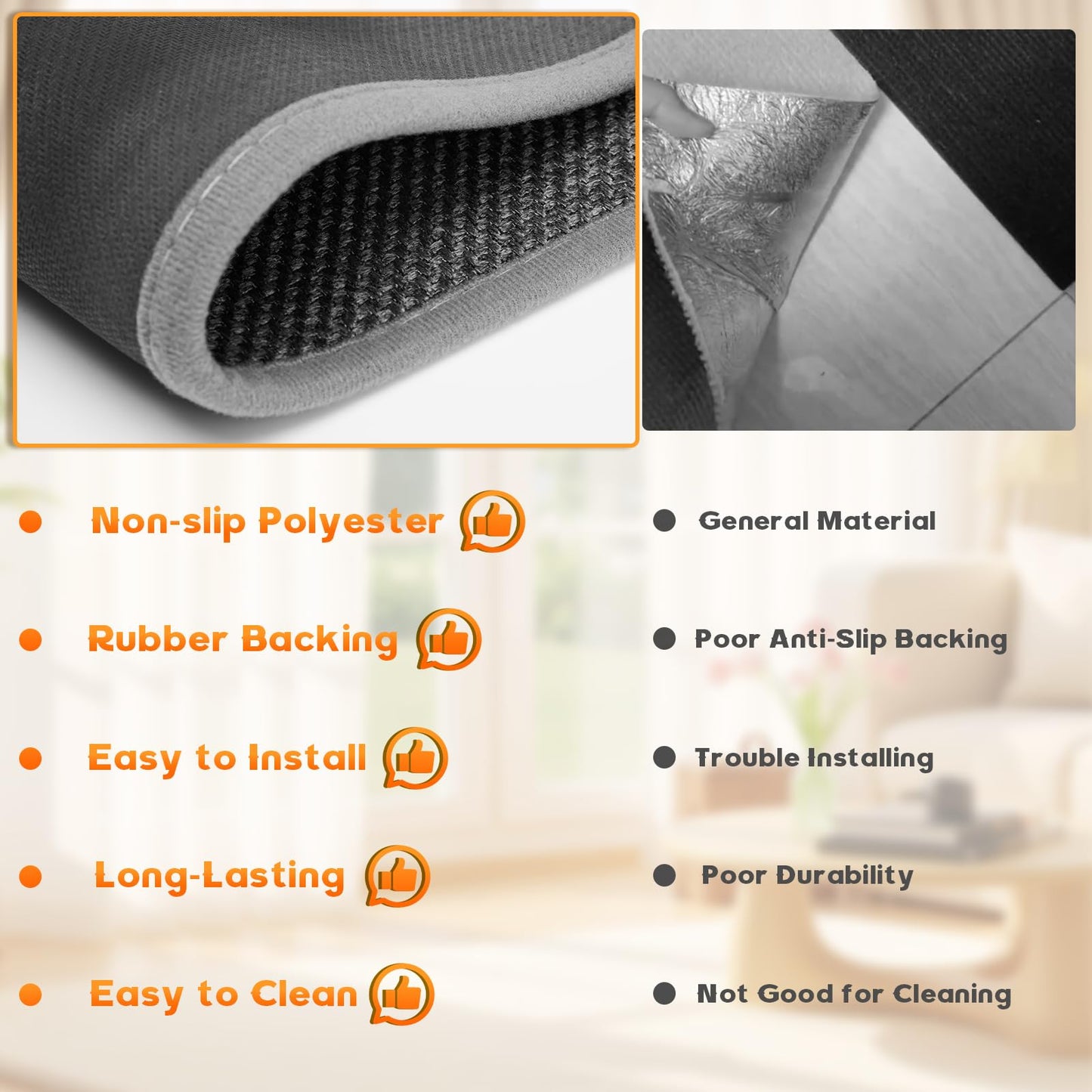 Stair Treads with Non-Slip Rubber Backing, Stair Treads for Wooden Steps, Indoor Stair Carpet Runners, Stair Rugs and Mats for Kids and Dogs, Gray, 8" x 30", 7 Pieces
