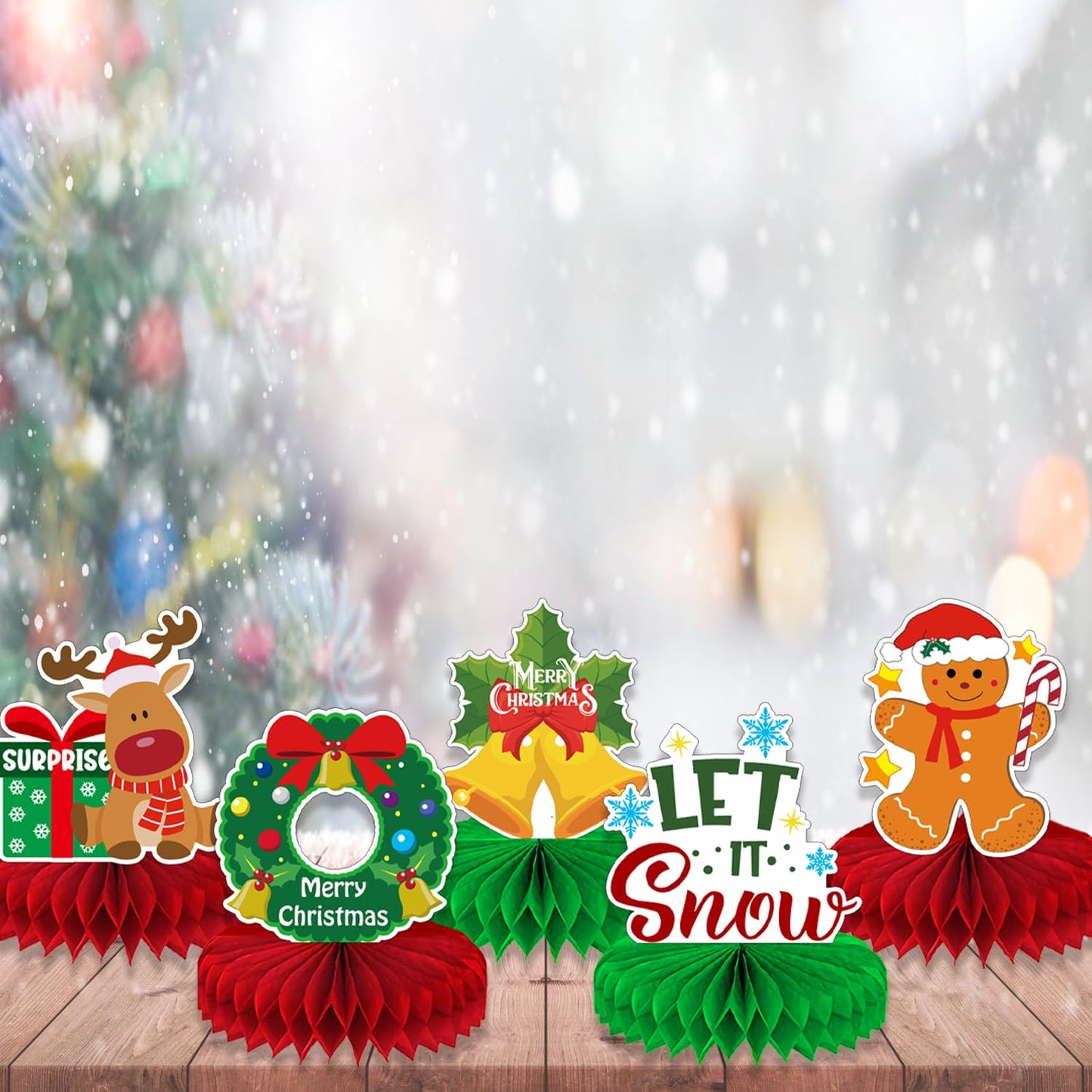 Christmas Table Decorations - Christmas Centerpieces for Tables, Christmas Table Centerpieces for Christmas Party Decorations, 9Pcs