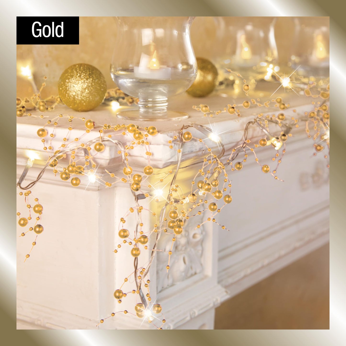 Collections Etc Indoor Christmas Decorations, Festive Lighted Berry Beaded Garland Red- 120" L