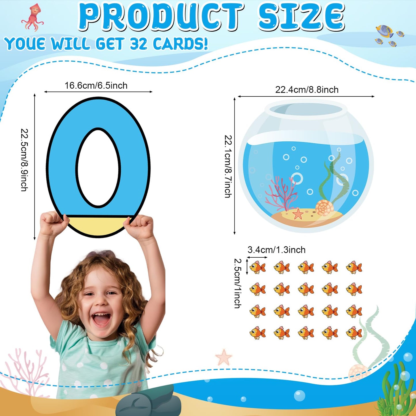 Lonfliness 32Pcs Jumbo Numbers Bulletin Board Set for Classroom Ocean Educational Learning Math Posters for Kids Numbers 1-10 Poster for Elementary School Math Classroom Wall Decor