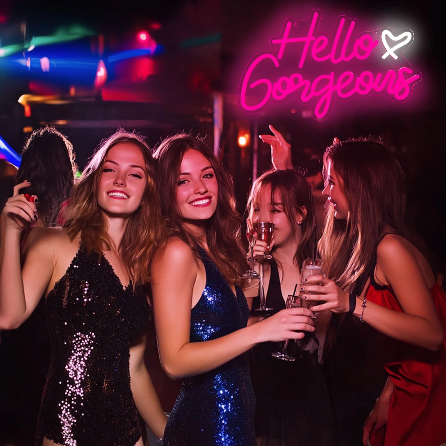 Hello Gorgeous Neon Signs Hello Beautiful Pink LED Neon Lights Dimmable LED Light Sign for Home Wedding Birthday Backdrop Bacelorette Party Decoration, Pink