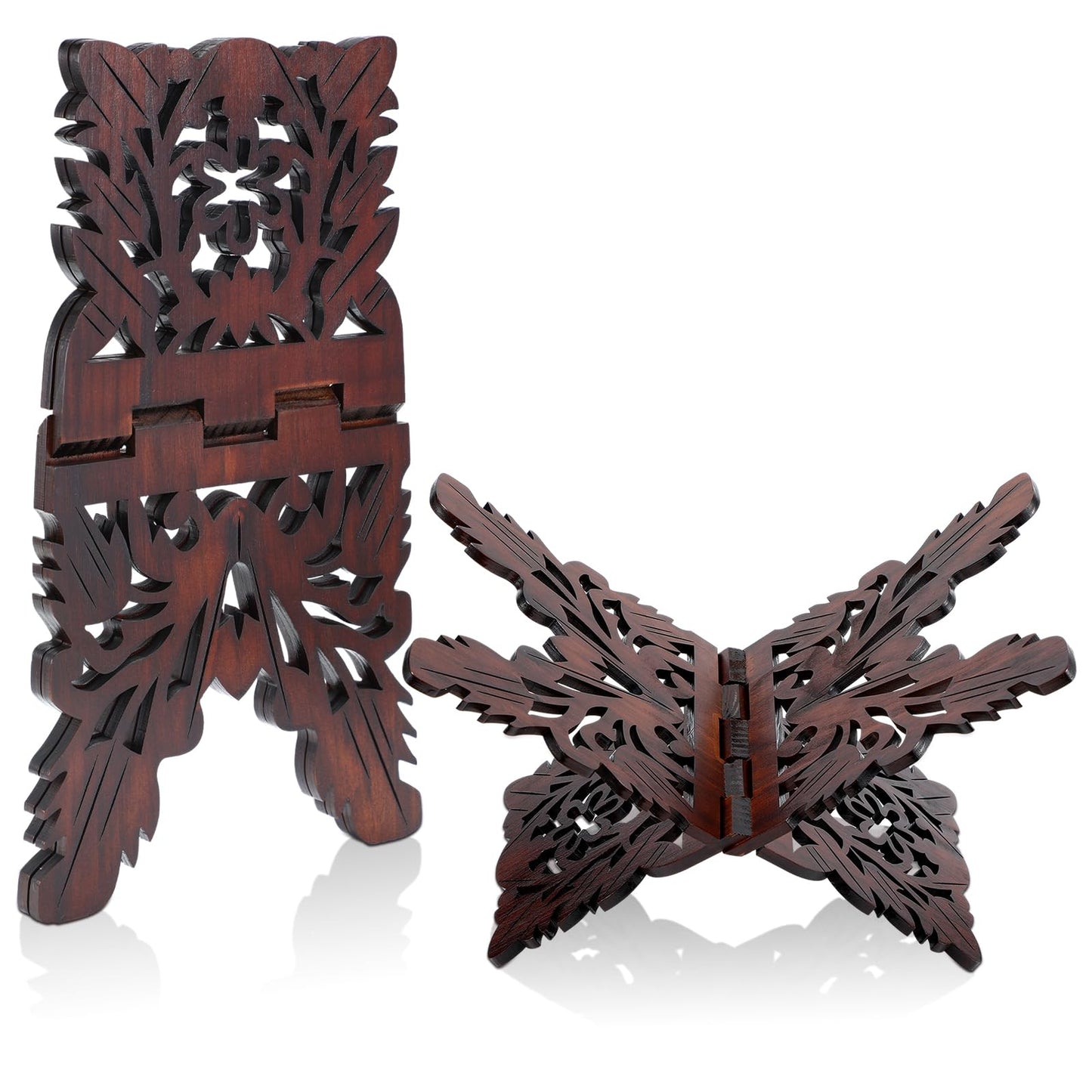 BrightRow Quran Stand Prayer Book Holder Stand 13.8 x 8.3 x 7.1 Inch Wooden Ornate Carved Indian Books Holders Decorative Bible Missal Stands for Ramadan Rihal Rehal Quran Bible Gita Display