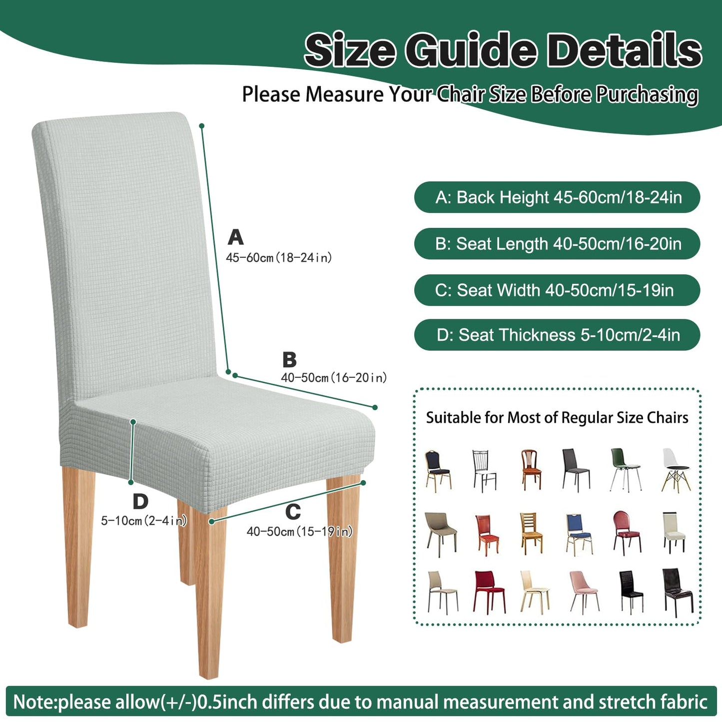 Dioxide Waterproof Chair Covers for Dining Chairs, Stretch Dining Chair Covers Set of 6, Parson Chair Slipcovers, Removable Washable Kitchen Chairs Seat Covers Protectors for Home Restaurant Banquet
