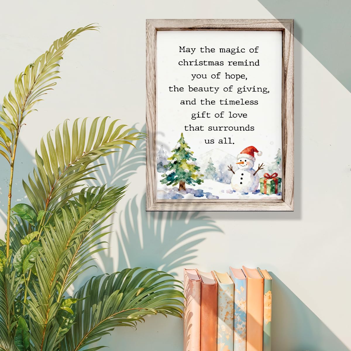 Christmas Decor, Inspirational Christmas Quote Wood Sign, Snowman Decors, Xmas Tree Home Party Decor, Wall Decors Art, Xmas Gift for Women Men, Framed Wall Plaque Sign 38 * 29 inches