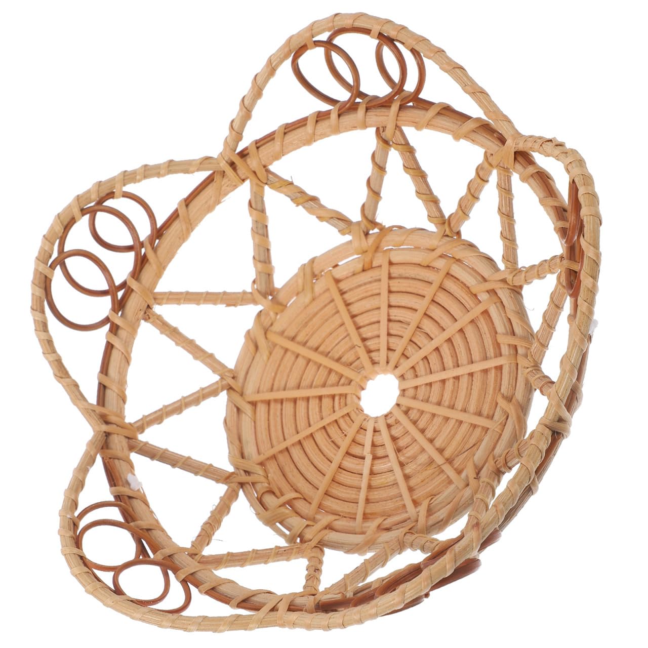 Amosfun Rattan Woven Snack Serving Bowl 6.10X6.10X2.16In Handwoven Decorative Fruit Bread Basket Multi-Purpose Storage Tray for Home Hotel Shop