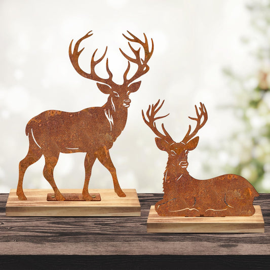 OULYDEKO Reindeer,Deer Christmas Mantel Decor,Primitive Rusti Farmhouse Cozy Christmas Decor,Reindeer Christmas Decor,Holiday Fireplace Table Decorations Metal Reindeer