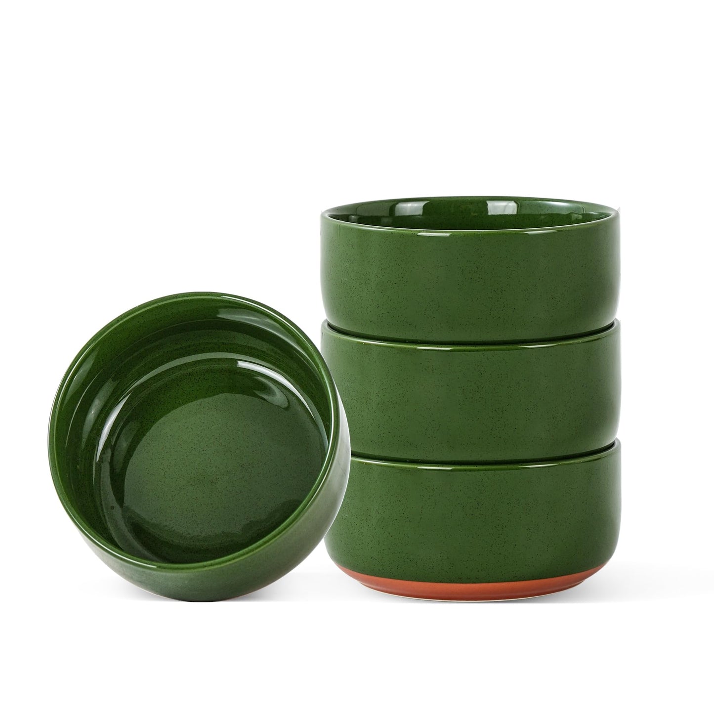Shrynxal 26 OZ Cereal Bowl,6 Inch Ceramic Bowl Sets for 4,Suitable for Breakfast, Soups, Oatmeal, Ramen, Pho, Udon and Ssoba,Dishwasher & Microwave Safe, Handcrafted Bowls Sets,Elegant Green