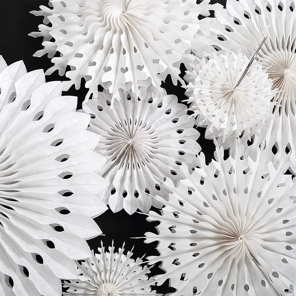 Decor365 Winter Wonderland Snowflake Party Decorations Hanging Paper Paper Fan Snowflakes Guirnaldas Decoración para/Frozen Birthday/Baby Shower/Wedding Party Supplies