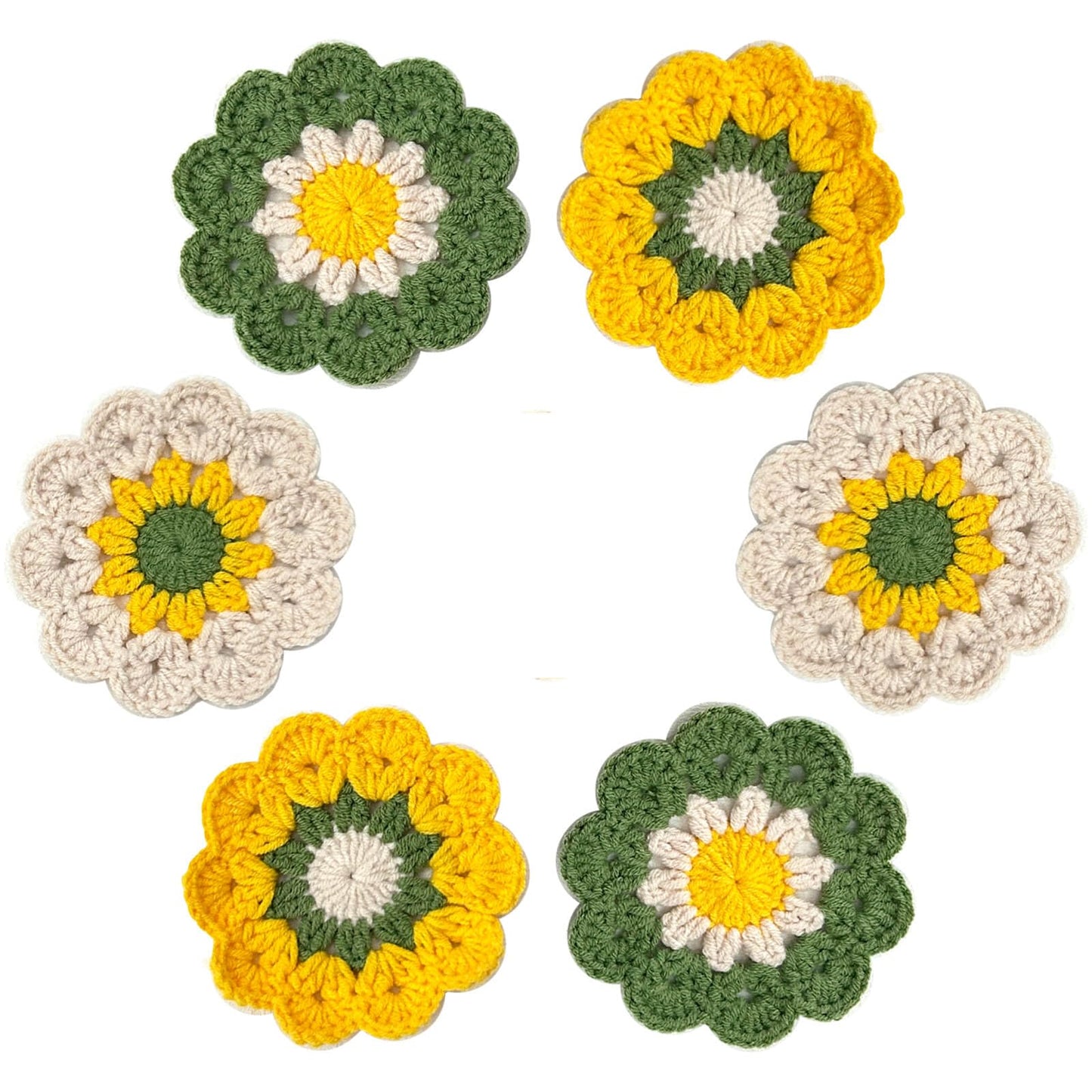 APIGANIZ 100% Handmade Crochet Coasters, Funny Gifts for Women, Cute Coasters Set of 6