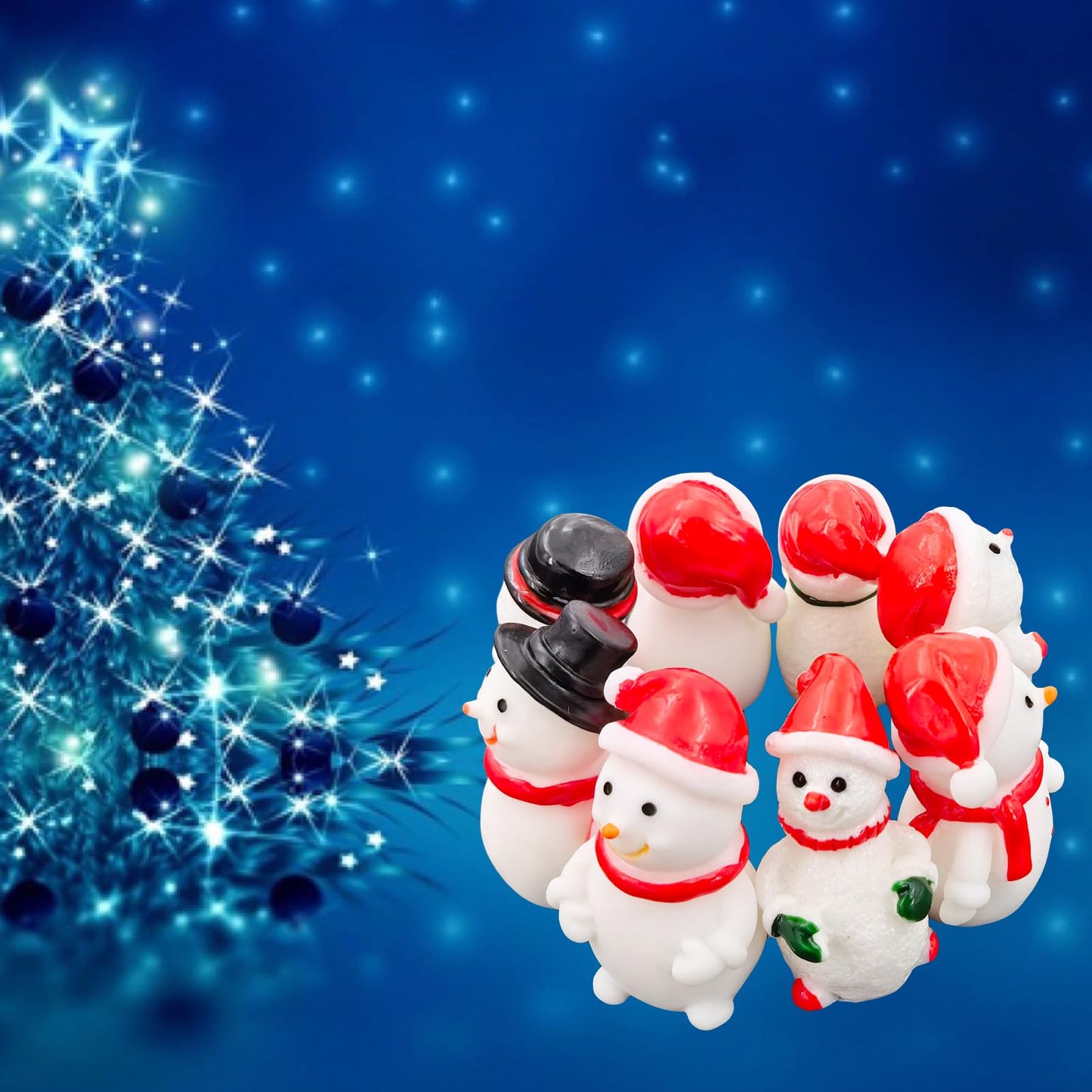 Goodma Mini Snowman Figurines Christmas Theme Resin Miniature Fairy Garden Dollhouse Decoration Ornaments DIY Kit - 40 Pieces