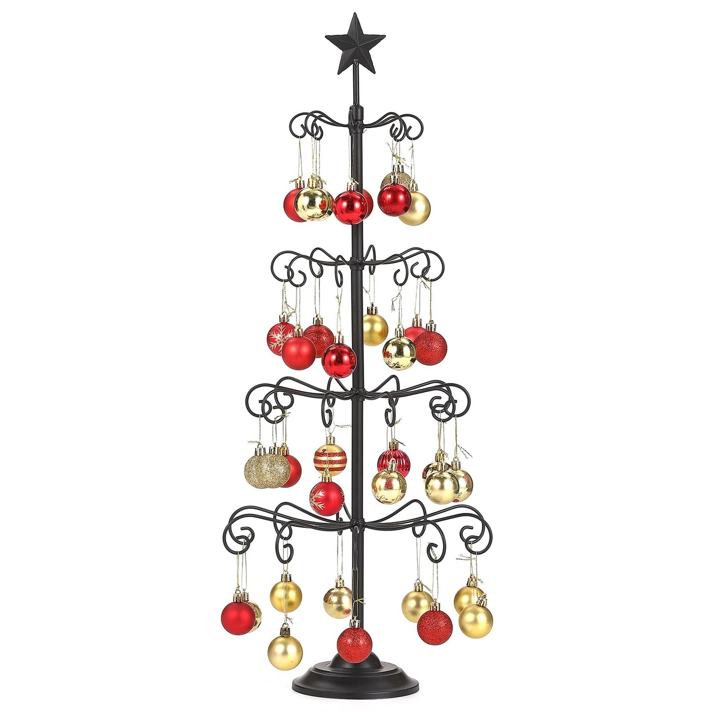 Ironlux Ornament Tree Display Stand, 30 Inch Tabletop Metal Ornament Display Tree , Black Ornaments Hanger Stand, 4 Tier Scroll Tree Rack for Easter Christmas Ornaments Displays