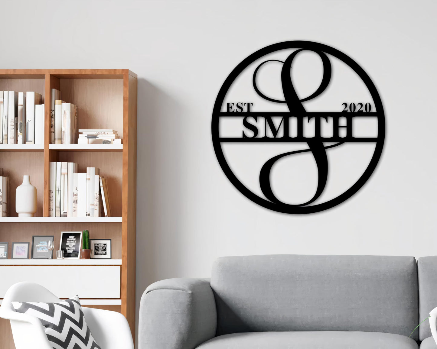 Personalized Metal Name Signs, Split Letter Monogram Wall Decor, Custom Last Name Sign, Family Name Sign for Outdoor, Personalized Wedding Gift, Garden Decor, Metal Wall Art, Housewarming Gift (MonogramDesign_7)