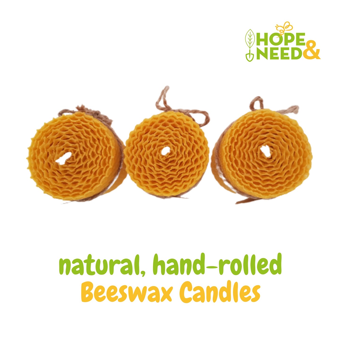 Hope&Need Beeswax Pillar Candles- Small Size 3 Pieces (2.8 inches x 2 inches)%100 Pure Bees Wax Candles for Home Decoration, Healthy and Natural Hand-Rolled (3, Small)