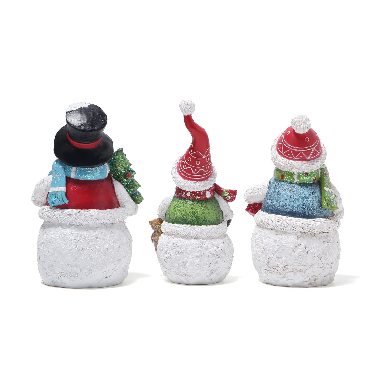 Hodao 3 PCS Christmas Snowman Family Decorations Xmas Snowman Figurines Winter Decor Handmade Figurines for Xmas Decor Gift - Christmas Party Home Decorations (Family)