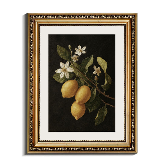 InSimSea Retro Gold Framed Wall Art, Vintage Lemon Branch Canvas Prints Art, Small Kitchen Shelf Decor,11x14inch, Home Botanical Painting Decor for Dining Living Room Bedroom