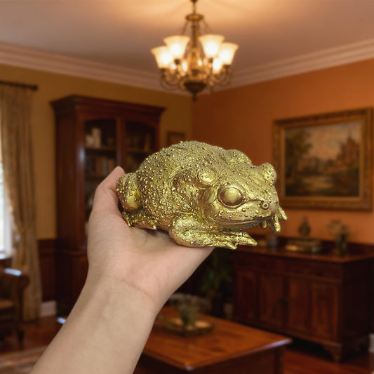 KISWIAR Gold Resin Frog Toad Sculpture, Resin Toad Figurine Wall Hanging Decor, Feng Shui Decoration for Office, Desktop and Garden (Toad)