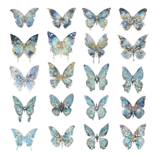 40Pcs Butterfly Wall Decor ，Colorful Sparkly Butterfly Sticker for DIY Scrapbooking Planner Journal Laptops Decorative Decals(Dlue)