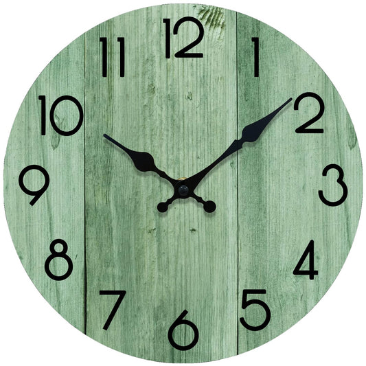 TGHHPC Wall Clock, Modern Wall Clocks Battery Operated, Silent Non Ticking Clock Decorative for Living Room, Office, Home, School 8 Inch (Light Green)