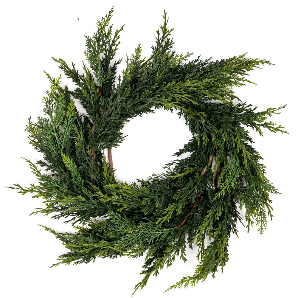 Christmas Cedar Garland,1Pcs 6ft Real Touch Cedar Pine Garland for Mantle Fireplace Outdoor Indoor Christmas Decorations