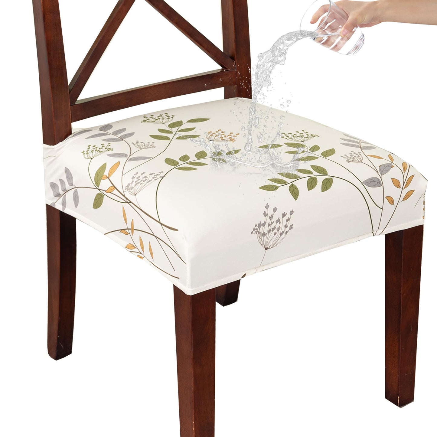 CRFATOP Waterproof Dining Chair Seat Covers Set of 4, Stretch Dining Room Cushion Slip Cover Non-Slip Seat Slipcover for Dining Chairs Washable Removable Parson Kitchen Chair Protectors,L,01