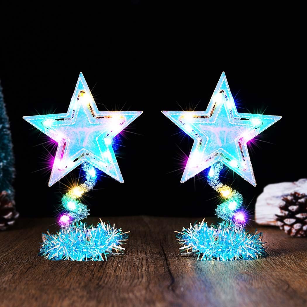 Gortin Light up Star Hair Clips Christmas Headpiece LED Holiday Costume Hair Accessories for Women