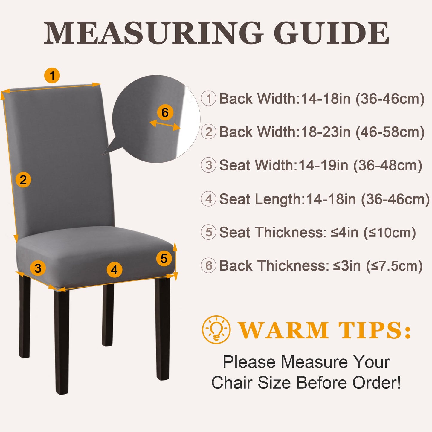 Sufdari Dining Chair Covers,Kitchen Cover,Parsons Slipcover,Spandex Protectors for Room Stretch Chairs Cover Set of 4 -Gray