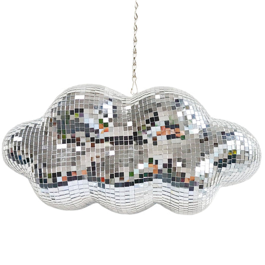 Disco Ball Cloud Shaped, Cute Hanging Party Mirror Decor with Chain, Retro Light Reflective Ball for Party Home Decor, Disco Mirror Ornaments, Silver, Design Patent