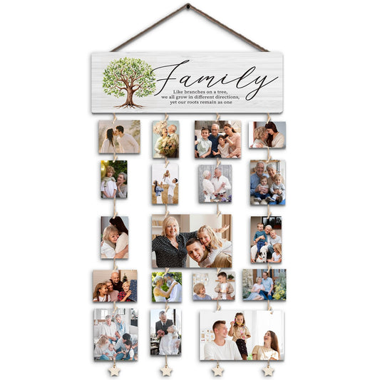 SJDFCSA Family Tree Picture Frame，Family Picture Frames Collage Photo Hanging Display Picture Board, Like Branches on a Tree Yet our Roots Remain as one, Home Living Room Bedroom Wall Decor XXXK