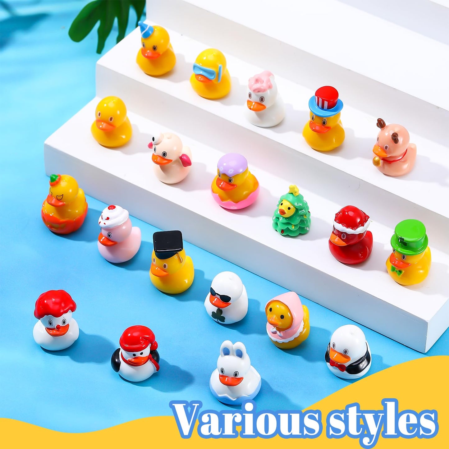 GGSTDDUP 20 Pcs Holiday Mini Resin Ducks Tiny Resin Animals Miniature Duck Figurines Suitable for DIY Cake Ornaments Crafts Moss Landscape Decoration