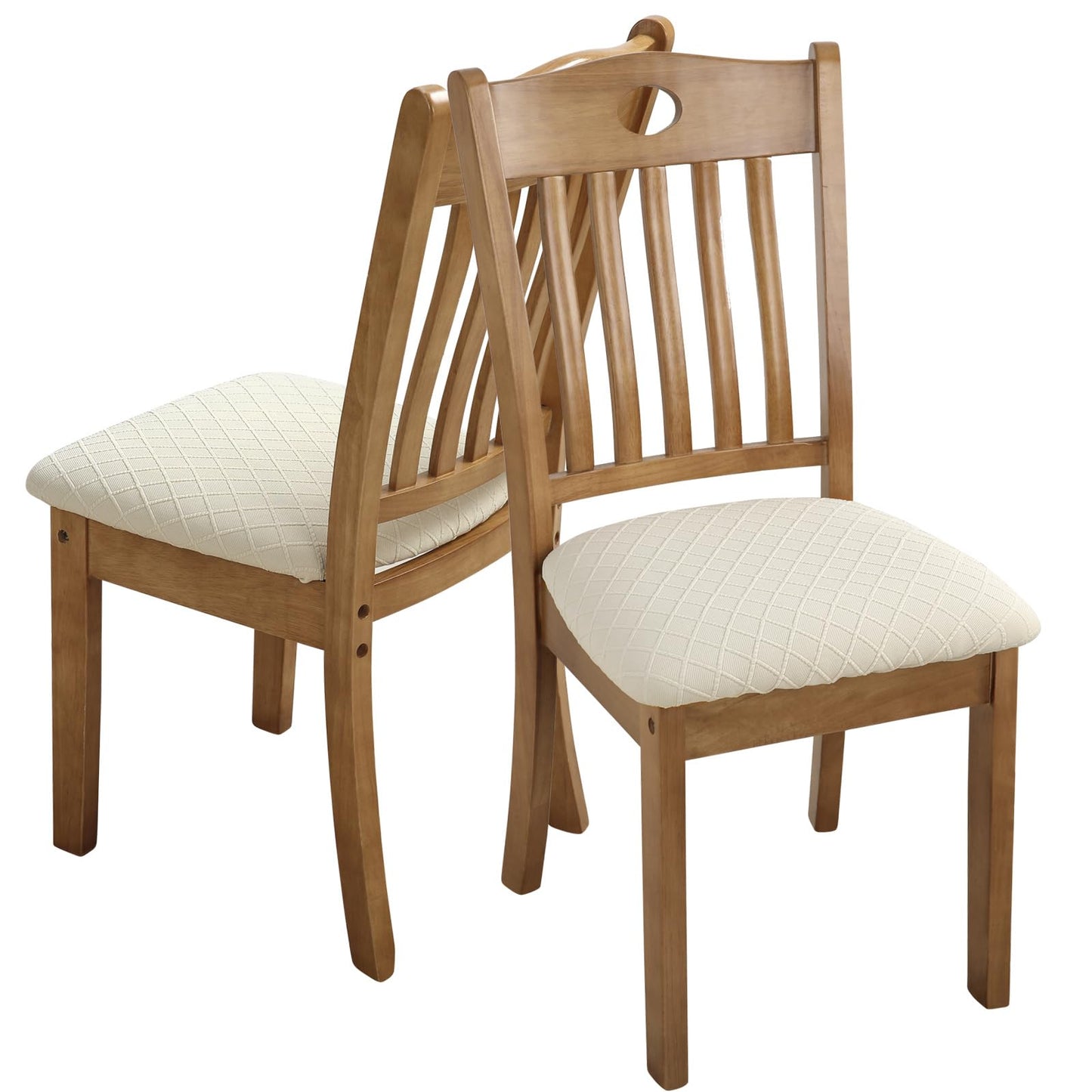 Fuloon Stretch Chair Seat Covers 6 PCS, Removable Washable Dining Chair Covers Anti-Dust Dining Room Seat Cushion Slipcovers (6, Beige)