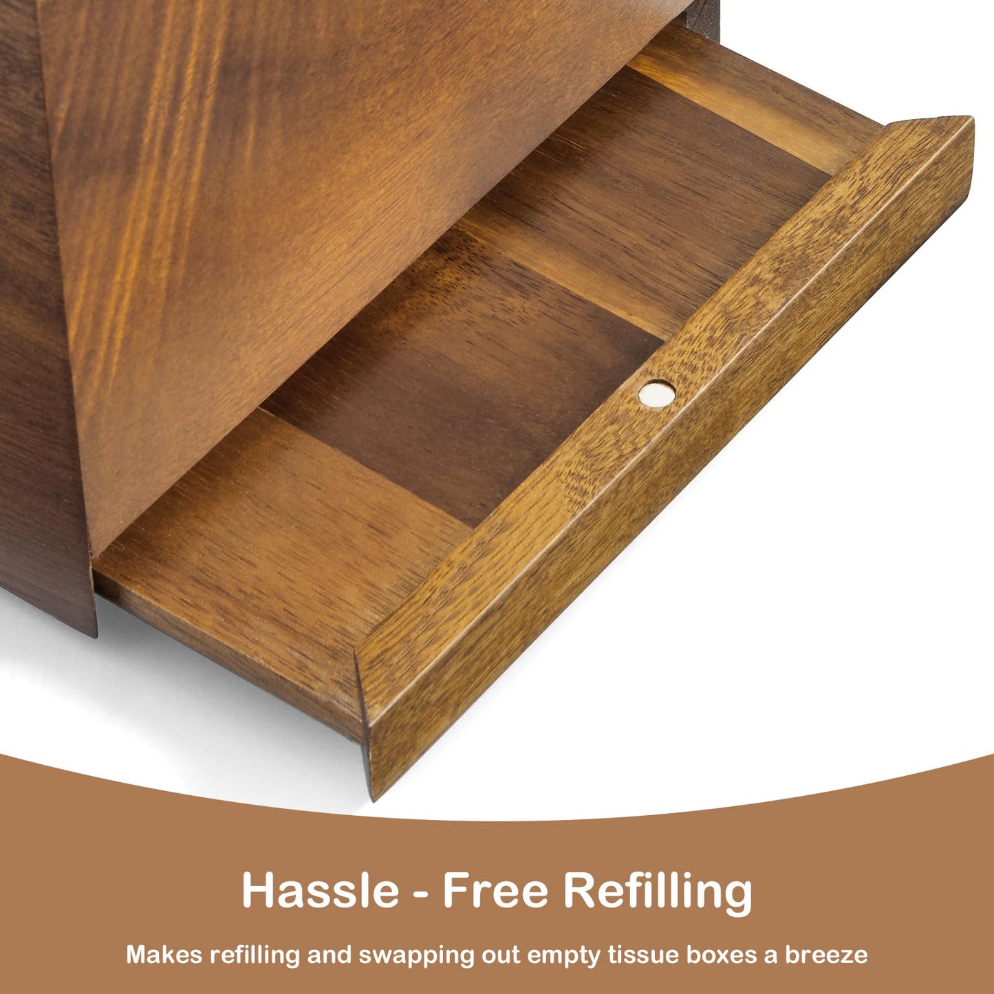 GCWSTJK Acacia Wood Tissue Box Cover - Square Thick Tissue Box Holder for Cube Boxes, Smooth Polished Decorative Wooden Tissue Holder for Bathroom, Bedroom, Dining Table, Kitchen or Office