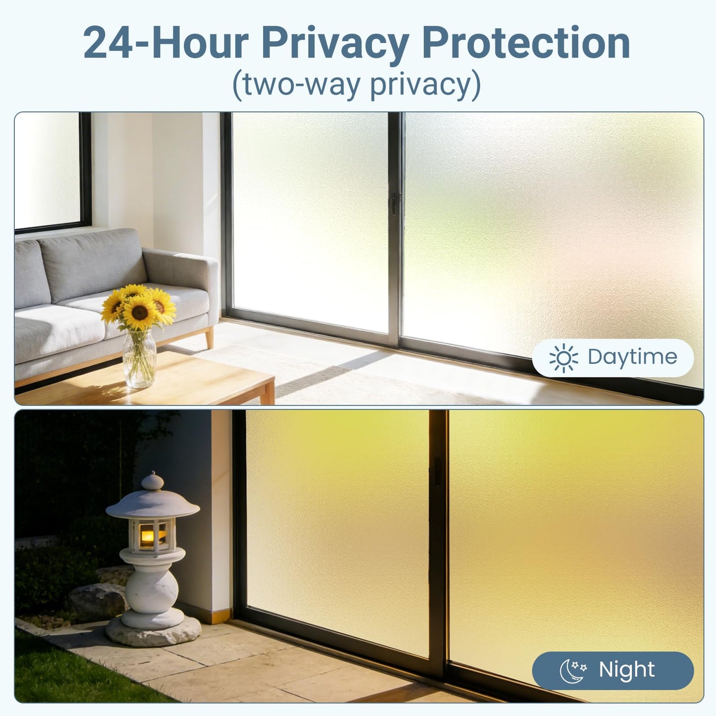 Lovepea Pure Frosted Glass Window Privacy Film 24 Hour Two Way Privacy, Removable, Static Cling, Ideal for Privacy scenarios Such as Home Office Doors and Windows (17.5 x 78.7 Inch)