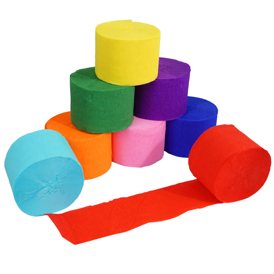 8 Rolls Crepe Paper Streamers, 8 Color Streamers 656 Ft, Rainbow Party Decorations, Streamers for Party Decorations, Birthday Decorations, Baby Shower, Wedding (1.8 in x 82 ft/Roll)
