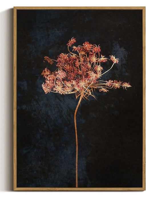 WALLZK Vintage Framed Wall Art Moody Botanical Wall Decor Dark Dried Flower Minimalist Canvas Prints Pictures Rustic Retro Artwork for Walls Living Room Bedroom Bathroom 8"x10"
