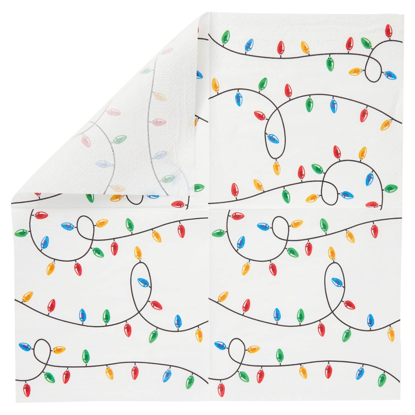 Luncheon Paper Napkins - Absorbent & Soft Party Napkins - Durable 2-Ply for Table Protection - Decorative String Lights for Table Decor - 6.5 x 6.5 in Folded, Pack of 100