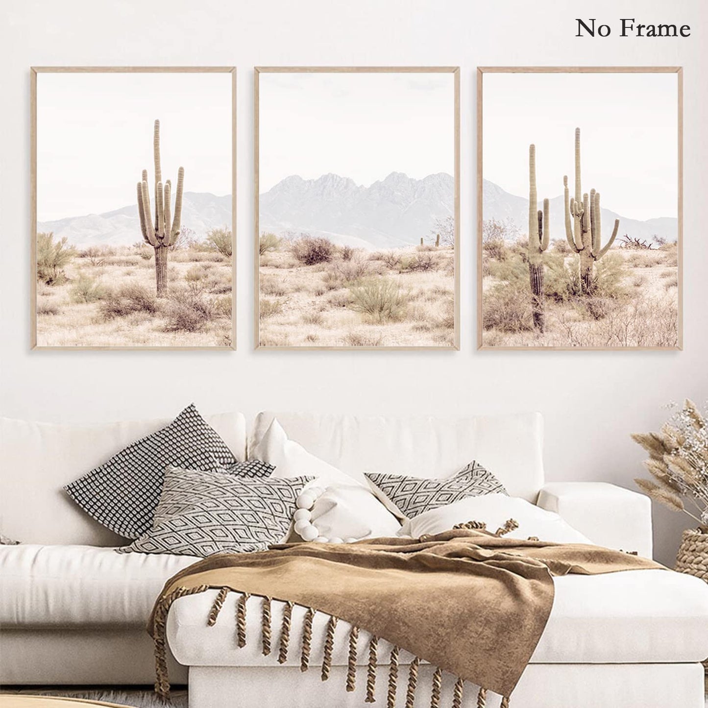 Pennclys Sonoran Desert Landscape Wall Art Cactus Arizona Canvas Wall Decor Desert Poster Pictures Saguaro Cactus Art Prints Landscape Painting for Home Bedroom 16x24x3 Inch Unframed