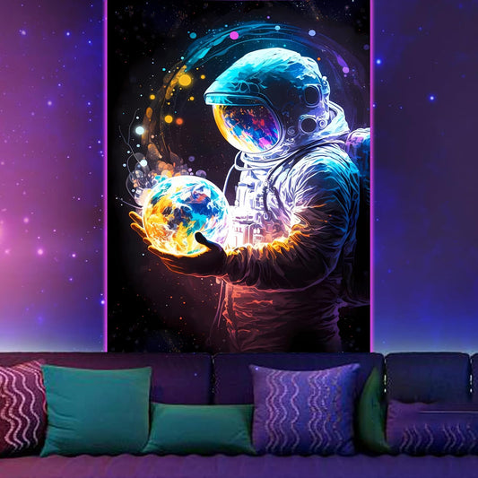 Avinyl Astronaut Space Tapestry for Bedroom, Cool Fantasy Spaceman Tapestries Wall Hanging for Men, Colorful Galaxy Vertical Posters for Men Guys Living Dorm Room Decor 40in x 60in