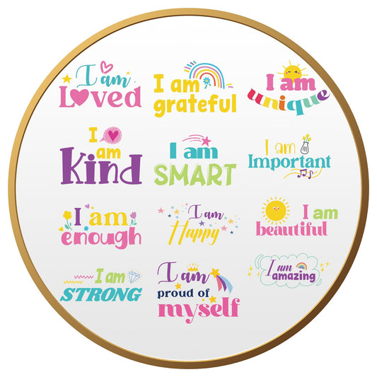 Geyoga 12 Pcs Inspirational Quote Mirror Decals Teacher Appreciation Week Vinyl Positive Saying Mirror Stickers Motivational Window Decals Peel and Stick for Home Office Staff Bathroom(Lively Style)