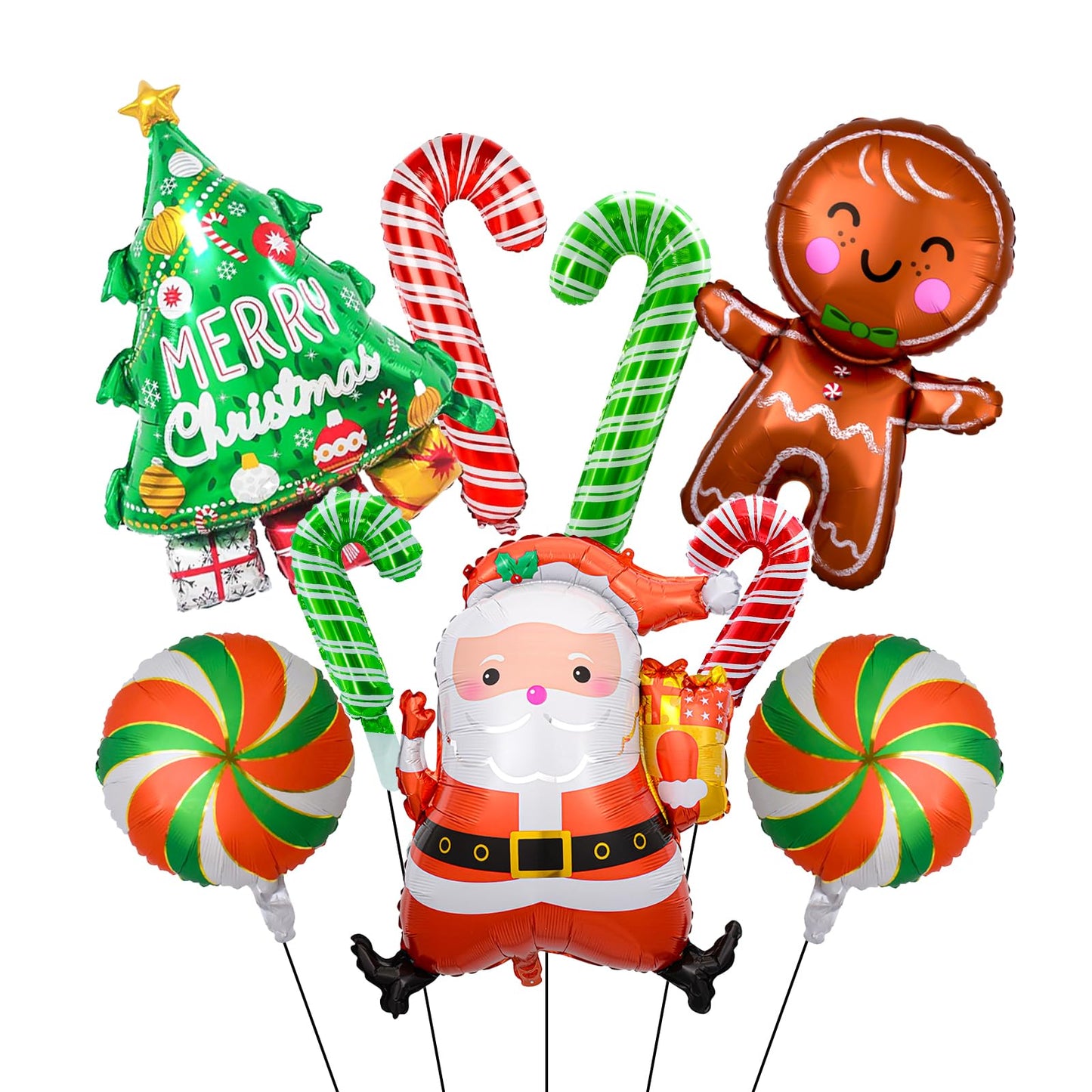 Gingerbread Man & Santa Foil Party Balloons, Merry Christmas Balloons, Christmas Balloons for New Year Eve Holiday Festival Birthday Party Decorations (Santa & Gingerbread)