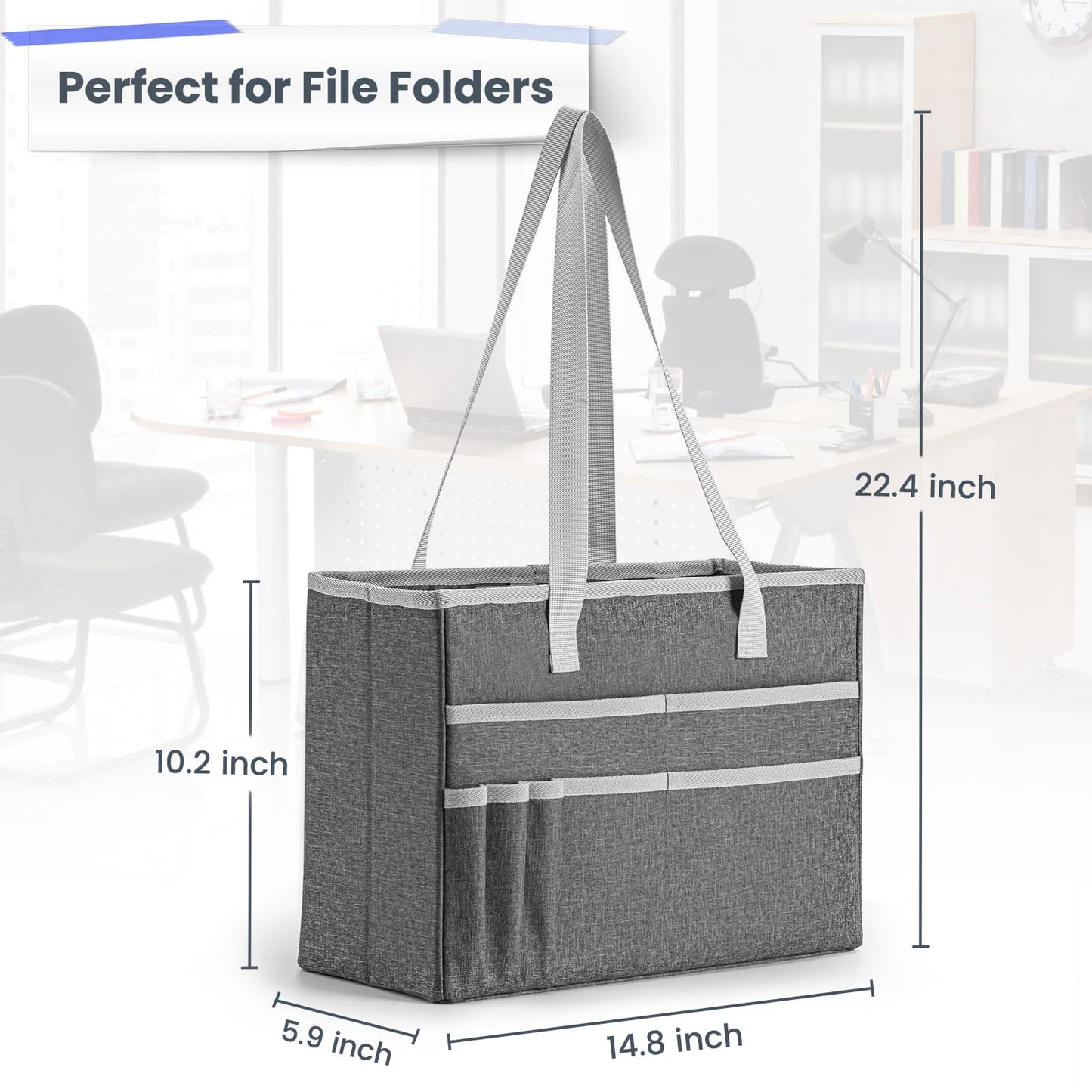 UNICITII File Organizer Box, Portable Tote Bag Hanging Filing Box Desktop File Folder Document Storage Organizer with Pockets and Handles